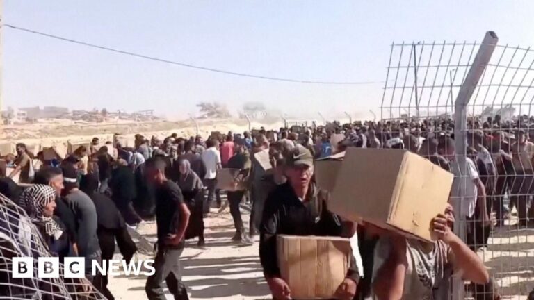 Crowds raid the new aid distribution center of us support