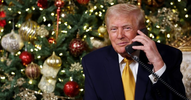 President trump participates in norad santa call from children on